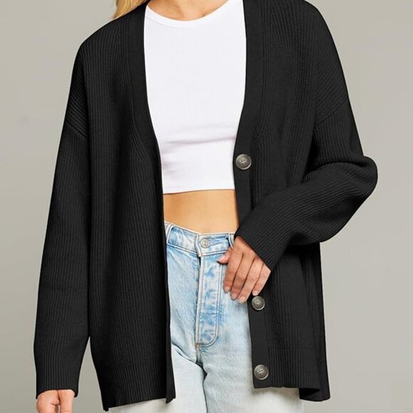 Ribbed Knit Slouchy Cardigan Sweater - Picture 2 of 8